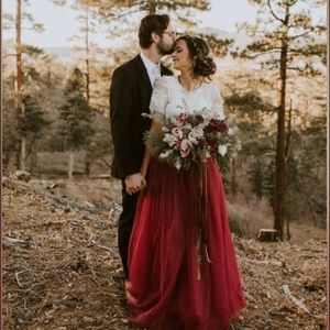 Burgundy Tulle Maxi Skirt